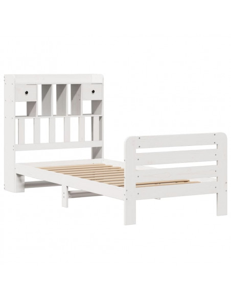 Letto Libreria senza Materasso Bianca 90x200 cm Legno di Pino