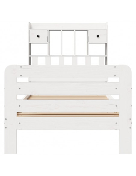 Letto Libreria senza Materasso Bianca 90x200 cm Legno di Pino