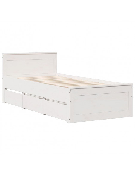 Letto Libreria senza Materasso Bianca 90x200 cm Legno di Pino