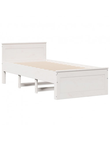 Letto Libreria senza Materasso Bianca 90x200 cm Legno di Pino