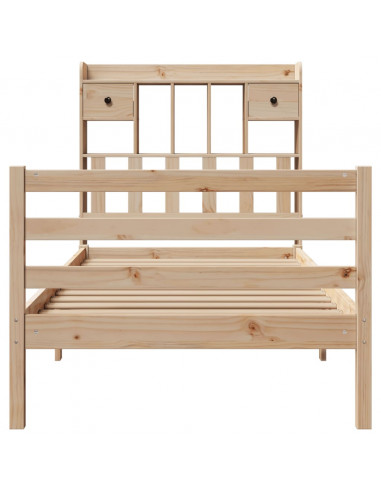 Letto Libreria senza Materasso 90x200 cm Legno Massello Pino