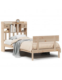 Letto Libreria senza Materasso 90x200 cm Legno Massello Pino