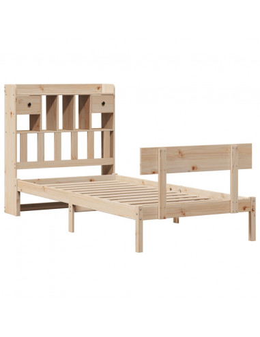 Letto Libreria senza Materasso 90x200 cm Legno Massello Pino