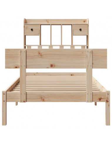 Letto Libreria senza Materasso 90x200 cm Legno Massello Pino