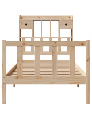 Letto Libreria senza Materasso 90x200 cm Legno Massello Pino