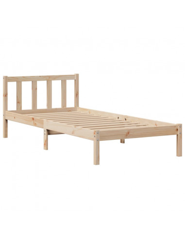 Letto Libreria senza Materasso 90x200 cm Legno Massello Pino