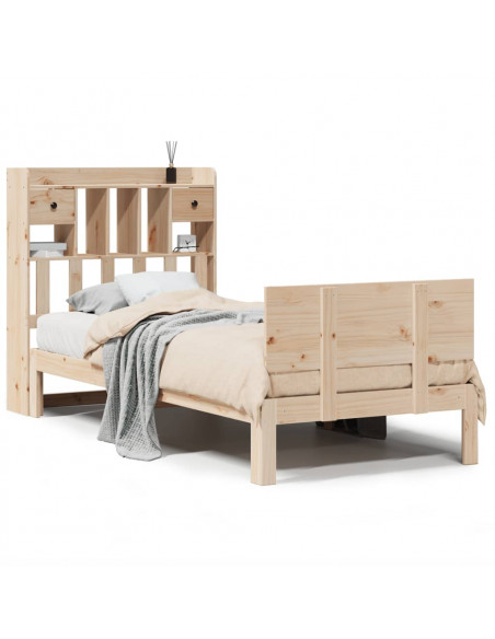 Letto Libreria senza Materasso 90x200 cm Legno Massello Pino