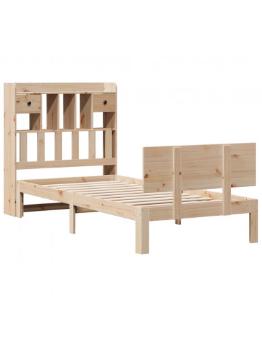 Letto Libreria senza Materasso 90x200 cm Legno Massello Pino