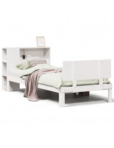 Letto Libreria senza Materasso Bianco 100x200 cm Legno di Pino