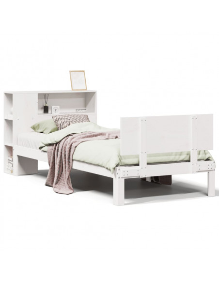 Letto Libreria senza Materasso Bianco 100x200 cm Legno di Pino