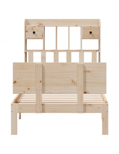 Letto Libreria senza Materasso 90x200 cm Legno Massello Pino