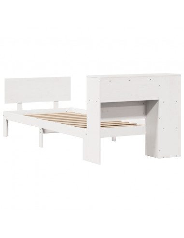 Letto Libreria senza Materasso Bianco 100x200 cm Legno di Pino
