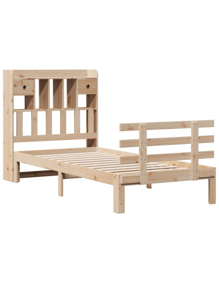 Letto Libreria senza Materasso 90x200 cm Legno Massello Pino