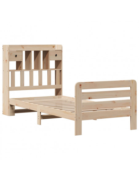 Letto Libreria senza Materasso 90x200 cm Legno Massello Pino