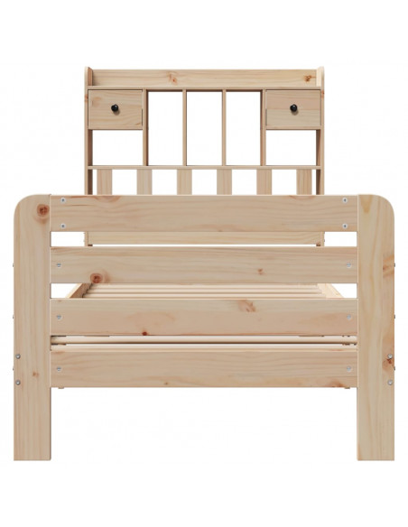 Letto Libreria senza Materasso 90x200 cm Legno Massello Pino
