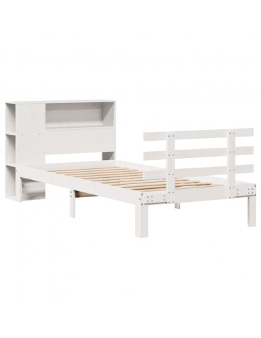 Letto Libreria senza Materasso Bianco 100x200 cm Legno di Pino