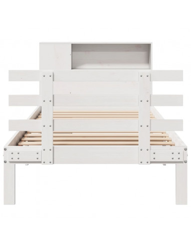 Letto Libreria senza Materasso Bianco 100x200 cm Legno di Pino