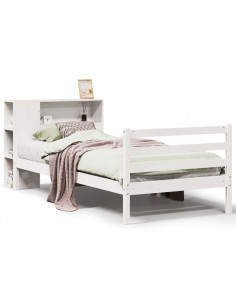 Letto Libreria senza Materasso Bianco 100x200 cm Legno di Pino