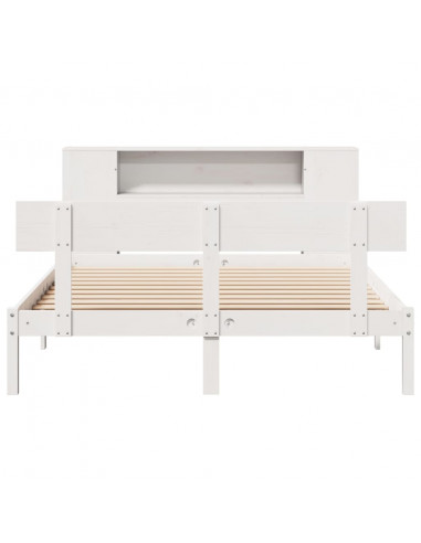 Letto Libreria senza Materasso Bianco 135x190 cm Legno di Pino
