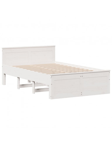 Letto Libreria senza Materasso Bianco 135x190 cm Legno di Pino