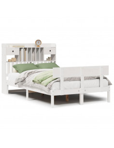 Letto Libreria senza Materasso Bianco 135x190 cm Legno di Pino