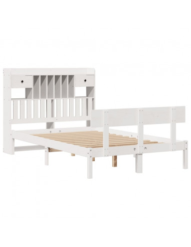Letto Libreria senza Materasso Bianco 135x190 cm Legno di Pino