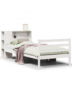 Letto Libreria senza Materasso Bianco 100x200 cm Legno di Pino