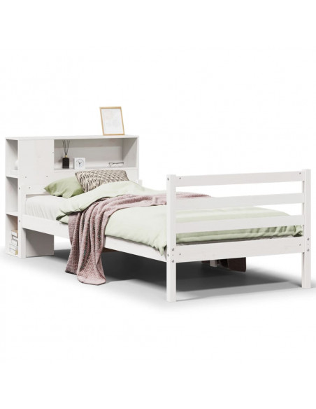 Letto Libreria senza Materasso Bianco 100x200 cm Legno di Pino
