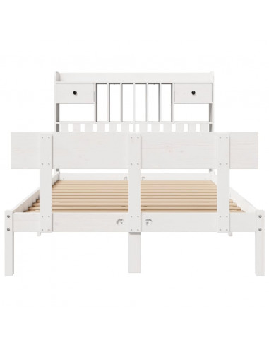 Letto Libreria senza Materasso Bianco 135x190 cm Legno di Pino