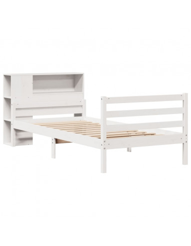 Letto Libreria senza Materasso Bianco 100x200 cm Legno di Pino