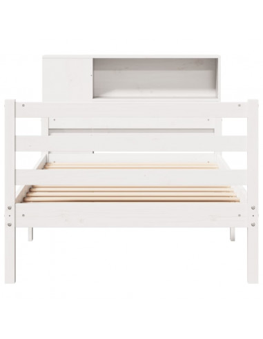Letto Libreria senza Materasso Bianco 100x200 cm Legno di Pino