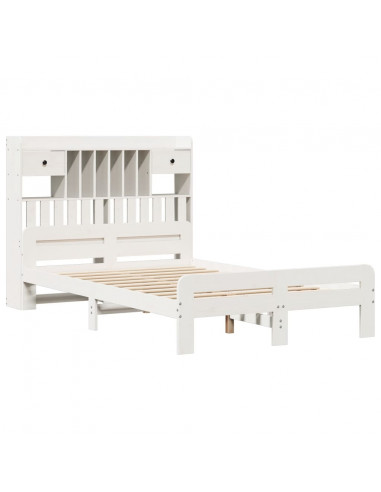 Letto Libreria senza Materasso Bianco 135x190 cm Legno di Pino