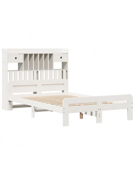 Letto Libreria senza Materasso Bianco 135x190 cm Legno di Pino