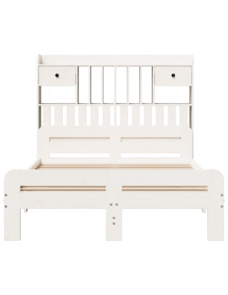 Letto Libreria senza Materasso Bianco 135x190 cm Legno di Pino