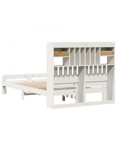 Letto Libreria senza Materasso Bianco 135x190 cm Legno di Pino