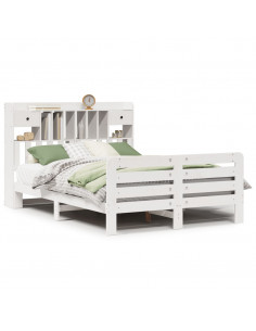 Letto Libreria senza Materasso Bianco 140x190 cm Legno di Pino
