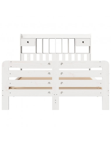 Letto Libreria senza Materasso Bianco 140x190 cm Legno di Pino