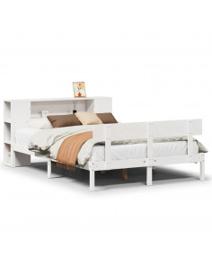 Letto Libreria senza Materasso Bianco 140x190 cm Legno di Pino