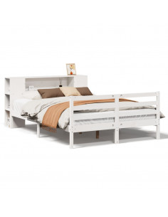 Letto Libreria senza Materasso Bianco 140x190 cm Legno di Pino