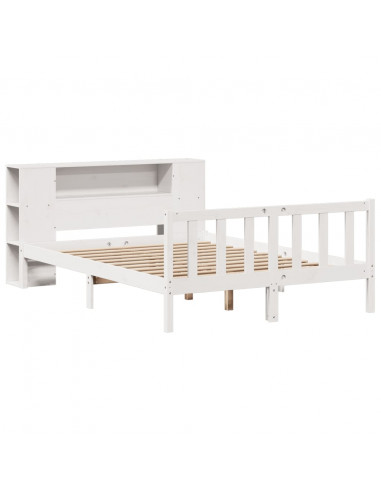Letto Libreria senza Materasso Bianco 140x190 cm Legno di Pino