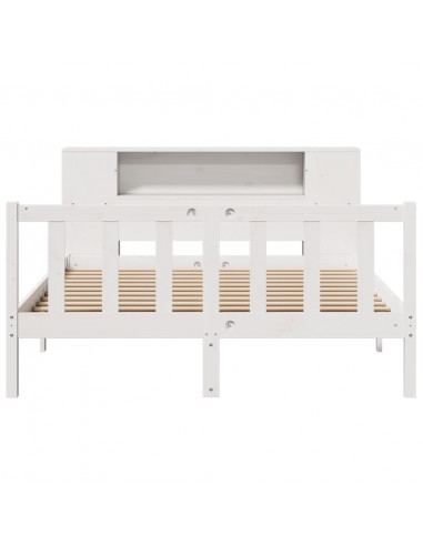 Letto Libreria senza Materasso Bianco 140x190 cm Legno di Pino