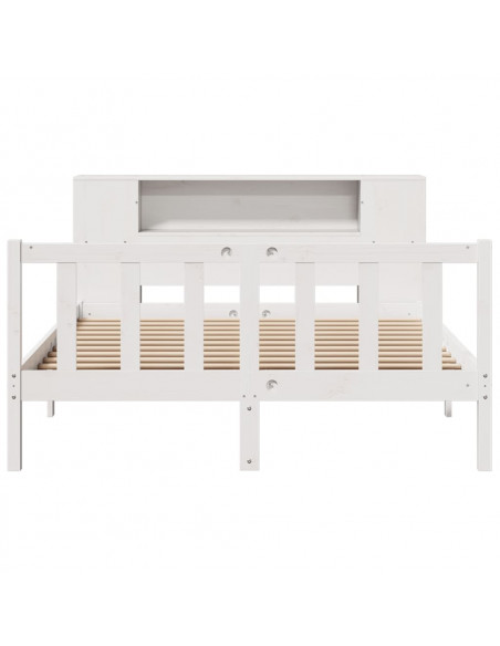 Letto Libreria senza Materasso Bianco 140x190 cm Legno di Pino