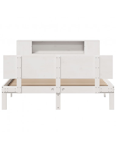 Letto Libreria senza Materasso Bianco 140x190 cm Legno di Pino