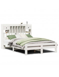 Letto Libreria senza Materasso Bianco 140x190 cm Legno di Pino