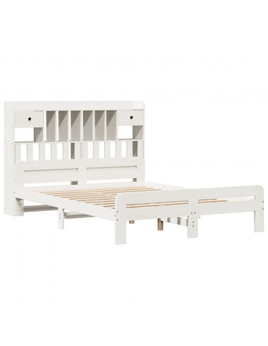 Letto Libreria senza Materasso Bianco 140x190 cm Legno di Pino