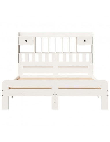 Letto Libreria senza Materasso Bianco 140x190 cm Legno di Pino