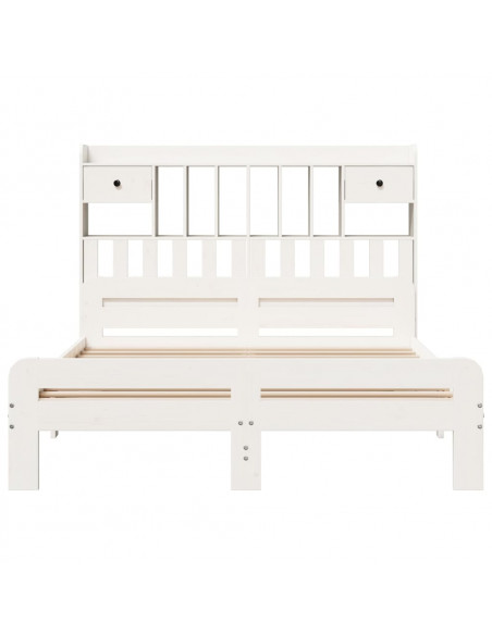 Letto Libreria senza Materasso Bianco 140x190 cm Legno di Pino