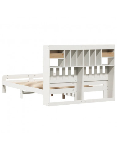 Letto Libreria senza Materasso Bianco 140x190 cm Legno di Pino