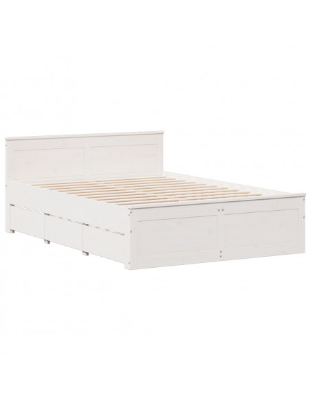 Letto Libreria senza Materasso Bianco 140x190 cm Legno di Pino