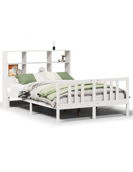 Letto Libreria senza Materasso Bianco 160x200 cm Legno di Pino